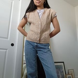 80's vintage peach knitted vest